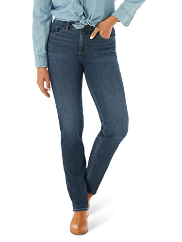 Lee Women's Ultra Lux Mid-Rise Slim Fit Straight Leg Jean, Black, 12 Short