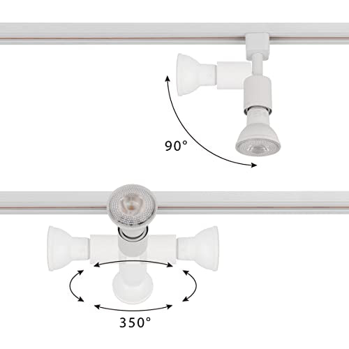 mirrea J Type Track Lighting Head to E26 Medium Screw Base Adapter Light Direction Adjustable Pack of 6 (Black)