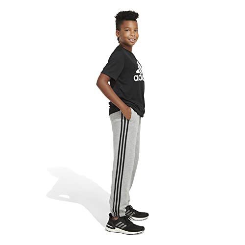 adidas Boys' Toddler Elastic Waistband Essentials French Terry 3-Stripe Jogger, Medium Grey Heather, 3T