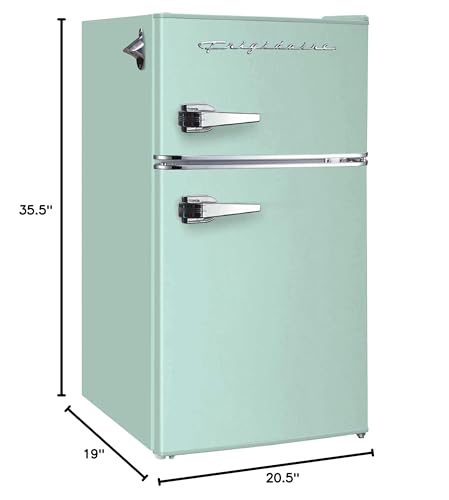 Frigidaire EFR840-MINT EFR840 Retro Mini Fridge with Freezer & Side Bottle Opener-Small 2 Door Refrigerator for Office Bar or College Dorm Room-3.2 Cu Ft – 19”"D x 20.5"W x 33.5"H (Mint)