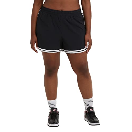 Champion, Varsity, Moisture Wicking, Lightweight Gym Shorts for Women, 3.5" (Plus Size Available), C-Link Logo/Athletic Navy, Small