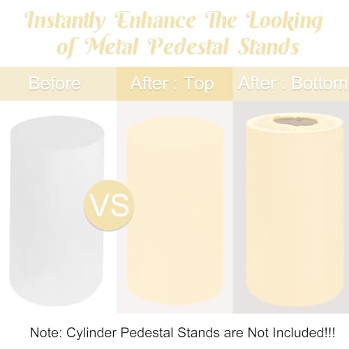 Set of 5 Spandex Cylinder Pedestal Stand Covers Beige Stretchable Cylinder Plinth Covers Dessert Table Display Pillars Cover for Wedding Props Baby Shower Birthday Party Event Decor