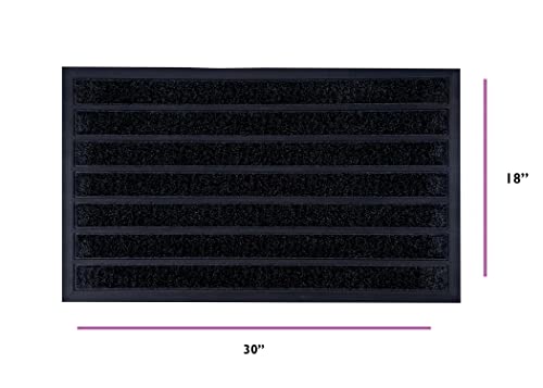 Superio Front Door Mat for Entry- Indoor/Outdoor Rug, Entryway Low Profile Heavy Duty Mat for High Traffic Area, Inside Outside Home Shoe Scraper Doormat- Heavy Duty, Easy to Clean- 18” x 30”, Black