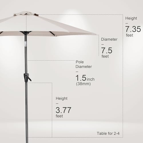Tempera 9ft Patio Market Outdoor Table Umbrella with Push Button Tilt and Crank,Large Sun Umbrella with Sturdy Pole&Fade resistant canopy,Easy to set, Grass
