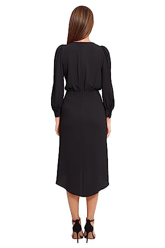 Maggy London Women's Long Sleeve Catalina Crepe Dress Workwear Event Guest of Wedding, V-Neck-Black