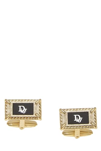 Dior, Pre-Loved Gold Logo Cufflinks Set, Gold