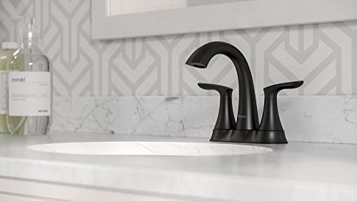 Pfister Weller Bathroom Sink Faucet, 4-Inch Centerset, 2-Handle, 3-Hole, Matte Black Finish, LG48WRPB