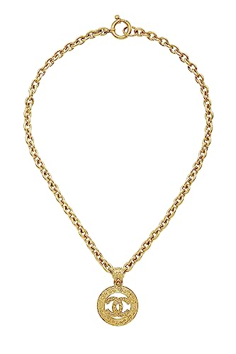 Chanel, Pre-Loved Gold Filigree 'CC' Round Necklace, Gold