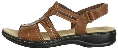 Clarks womens Leisa Janna Sandal, Black Leather, 7.5 Wide US