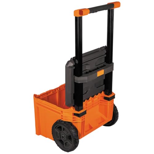 Klein Tools 54802MB MODbox Rolling Tool Box, Heavy Duty Portable Tool Organizer with Side Mounting, 10-Inch Rubber Wheels, Removable Handle, Deep Stackable Set