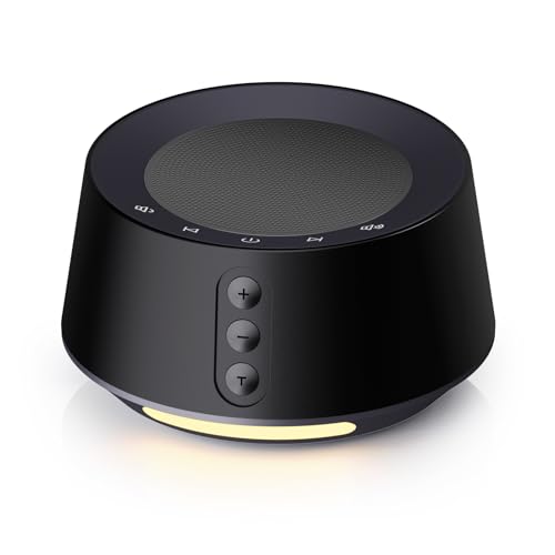 BGOVERSS White Noise Sound Machine with 14 Soothing Sounds and 10 Levels Night Light for Sleeping, 5 Timers and Memory Feature Plug in Sound Machine for Nursery Baby Kids Adults,Black