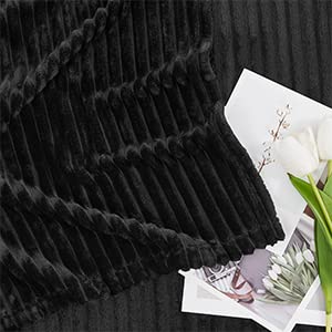 Geniospin Throw Blanket, 280GSM Extra Soft Lightweight Blanket with Strip, Plush Fuzzy Cozy Blankets and Throws for Couch, Bed, Sofa Cozy, Warm and Breathable (White and Black, 60x80 inches)