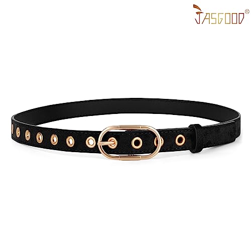 JASGOOD Girls Fashion Leather Belts for Jeans Pants, Cute Gold Buckle Belts for Teens Kids