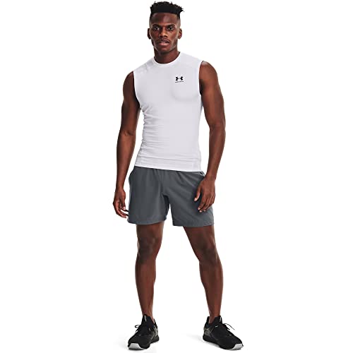 Under Armour Men's Armour HeatGear Compression Sleeveless T-Shirt , White (100)/Black, Large