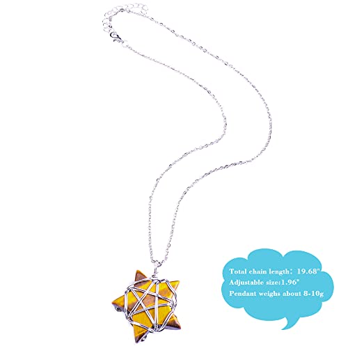 FORBY Natural Five-Star Shaped Crystal Necklace Silver Wire Wrapped Pentagram Pendant Gemstone Jewelry For Women Necklaces Trendy Crystal Necklace Healing Crystal Necklace Pendant