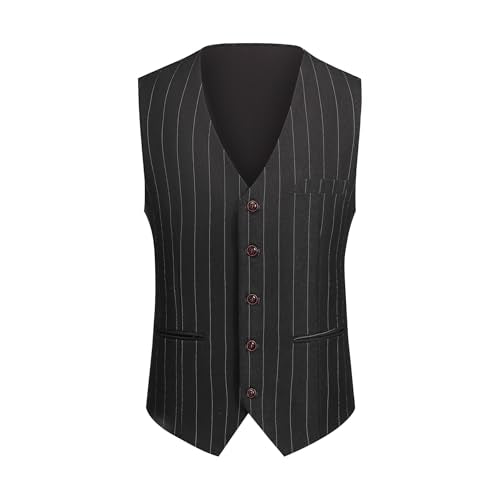 Mens 3 Piece Stripe Suits Set Checked 2 Button Tux Blazer Jacket Vest Trousers