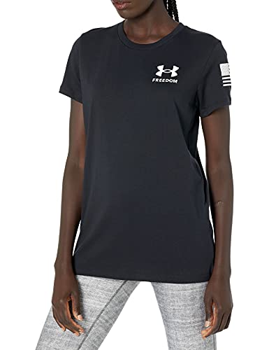 Under Armour Womens New Freedom Flag T-Shirt, Black (001)/White, Medium