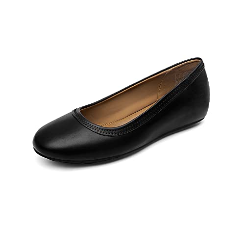 DREAM PAIRS Women's Dfa2112 Ballet White Flats Comfortable Dressy Work Low Wedge Arch Suport Flats Shoes, White Pu, Size 7.5
