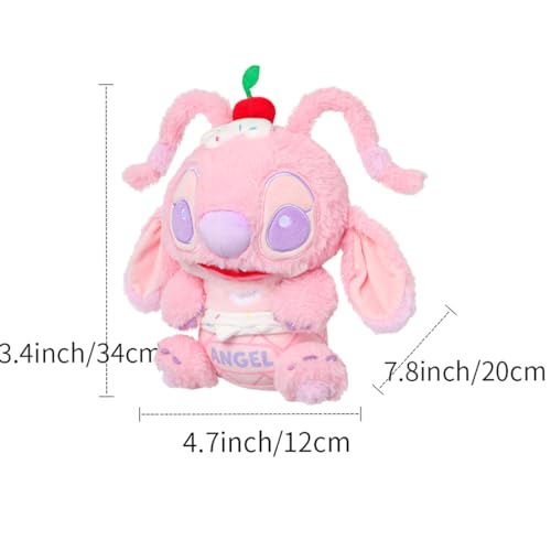 MINISO 10'' Disney Stuffed Animals Lilo & Stitch Collection Ice Cream Angel Plush Toy, Cuddly Toy for Disney Fans, Ideal for Bedtime Cuddles and Room Decor