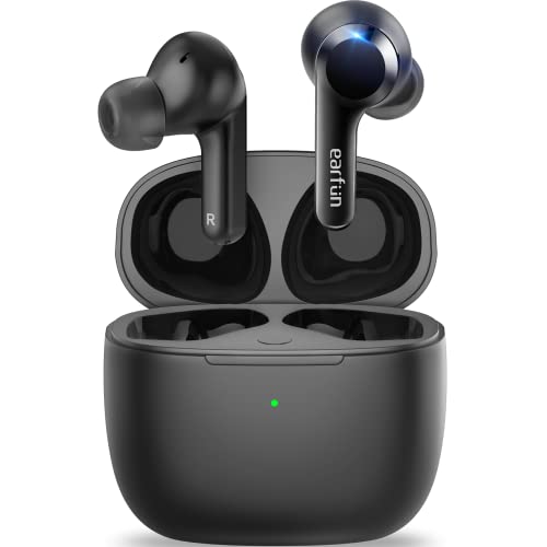 EarFun® Air True Wireless Earbuds, Bluetooth Earbuds with 4 Mics, Sweatshield™ IPX7 Waterproof with Volume Control, USB-C Fast Charge, in-Ear Headphones with Wireless Charging, Deep Bass, 35H Playtime