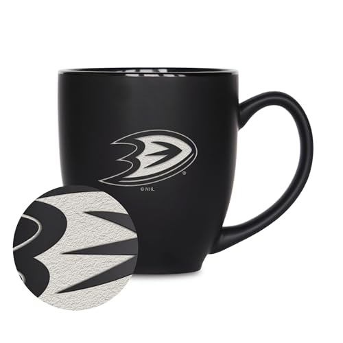 Rico Industries NHL Hockey Pittsburgh Penguins 15oz Laser Engraved Matte Black Ceramic Bistro Mug - For Hot or Cold Drinks