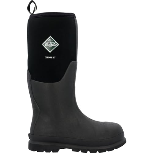 Muck Boot mens Chore Classic Tall Steel Toe Rubber Work Boots, Black, 5