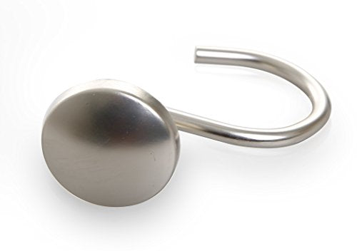 BINO | Shower Curtain Hooks - Brushed Nickel - Set of 12 | Hooks Shower Curtain | Shower Curtain Rings Hooks | Rust Proof Shower Curtain Hooks | Bathroom Shower Hooks For Curtain | Bathroom Essentials