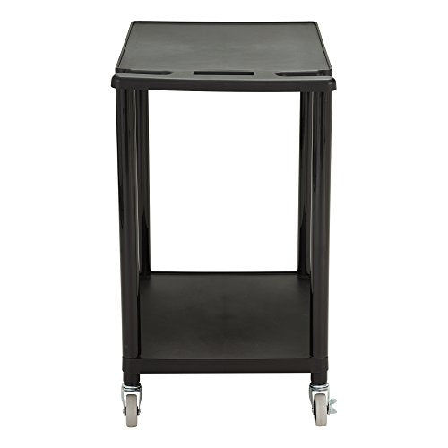 Norwood Commercial Furniture 2-Tier Mobile Utility AV Cart with Casters, Rolling Presentation and Media Cart on Wheels, Black