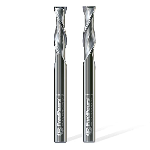 FivePears Up Cut Spiral Router Bit for CNC, 3/8 inch Cutting Diameter and 1-1/4 inch Cutting Length 3/8 inch Shank Carbide End Mill Router Bit for Wood Carving Engraving Grinding Grooving