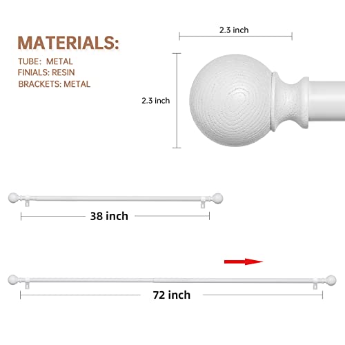BRIOFOX Black Curtain Rods for 28 to 48 inch - Adjustable 1 Inch Thicken Curtain Rods,Decorative Drapery Single Window Rods with Imitation Wood Grain Finials