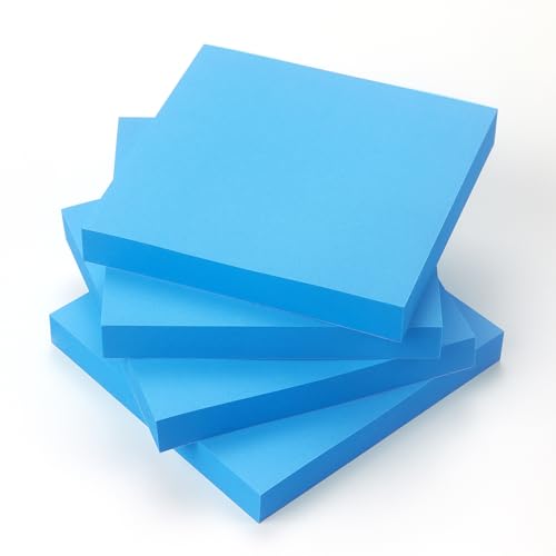 Sticky Notes 3x3 Pop Up Self-Stick Notes Pads with Bright Colors, Easy to Post for Office, School, Home, 4 Pads/Pack, 90 Sheets/Pad (Blue)