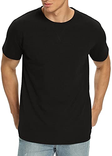 NITAGUT Men's Soft Cotton Crewneck T-Shirt Casual Long Sleeve Plain Tshirt Work Tee Shirt Small Heather Brown