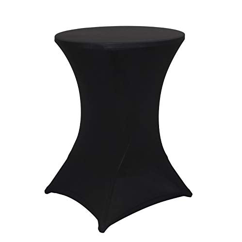 Obstal Cocktail Table Covers Stretch Spandex Black Cocktail Table Cover Cloth for Wedding, Banquet and Party (30"-32" Diameter x 42" Height,1Pc)