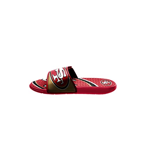 FOCO Boy's NFL Kids Team Sport Shower Gel Slide Flip Flop Sandals, Colorblock Big Logo, 4-5