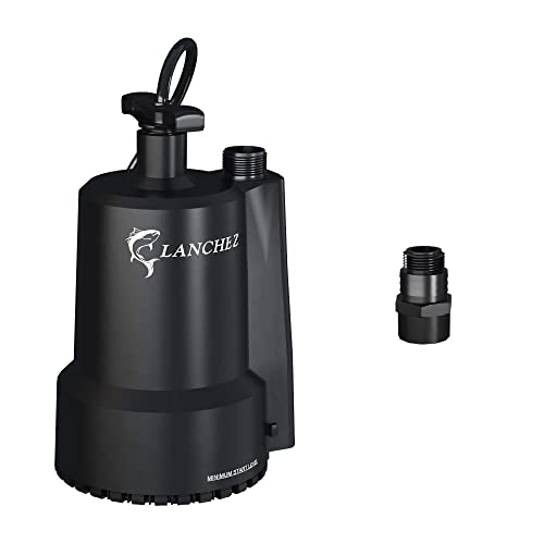 Lanchez 1/2 HP Portable Submersible Water Sump Pump Remove Water Level Down to Last-inch, 2301GPH Handy Utility Pump with 25FT Cord for Swimming Pool Garden Pond Basement Tub Pond Draining