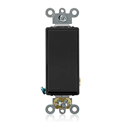 Leviton 5621-2E 20-Amp 120/277-Volt Decora Plus Rocker Single-Pole AC Quiet Switch, Black