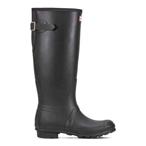 Hunter Women's Original Tall Back Adjustable Rain Boot, Black, 5