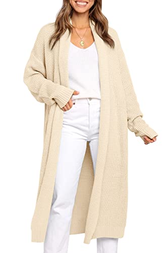 LILLUSORY Orange Sweaters for Women Halloween Open Front Long Cardigan Red Sweater 2024 Soft Thick Warm Knit Coat Orange M