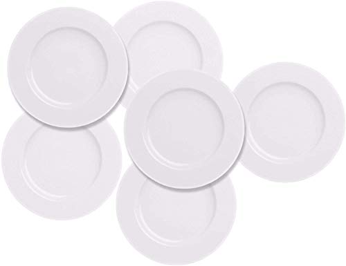 EasyDancing 6pcs Salad Dessert Plate 7.5inch White Porcelain Dinner with Round Flat Design Good for the Gift