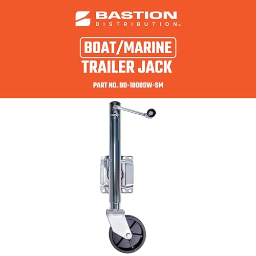 Bastion Distribution Marine/Boat Trailer Jack | Heavy-Duty Swivel Mount | Side-Wind Crank | 6-Inch Wheel | Chrome | 1000lb Capacity | BD-1000SW-SM