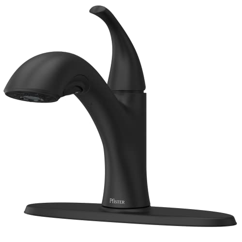 Pfister Wray Kitchen Faucet with Pull Out Sprayer, Single Handle, Mid Arc, Matte Black Finish, F5347WRYB