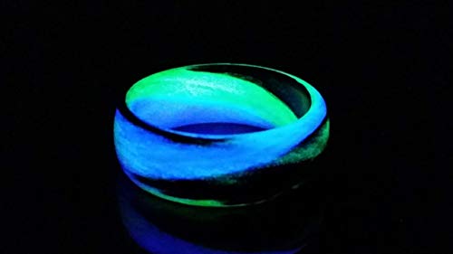 CORE CARBON RINGS - Handmade Ring Band - Carbon Fiber Green, Purple, and Black Marbled Glow Ring, Matte or High Gloss Finish, Glow-in-the-Glow, Durable, Waterproof, Sizes 4-16, Custom Band Widths