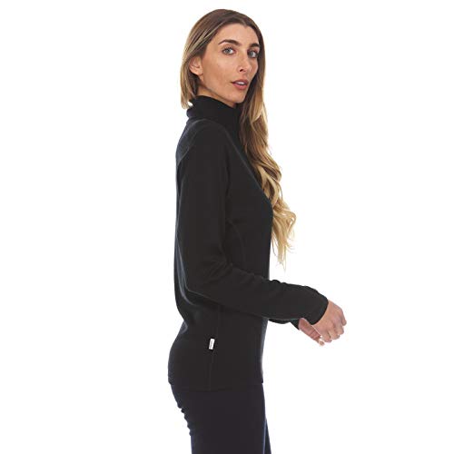 100% Merino Wool - Midweight Womens 1/4 Zip - Midlayer - Black - Small