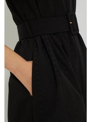 Jenkoon Women's Turn Down Collar Shirt Dress with Belt Short Sleeve Shell Trench Coat Formal Dresses(Black,XS)