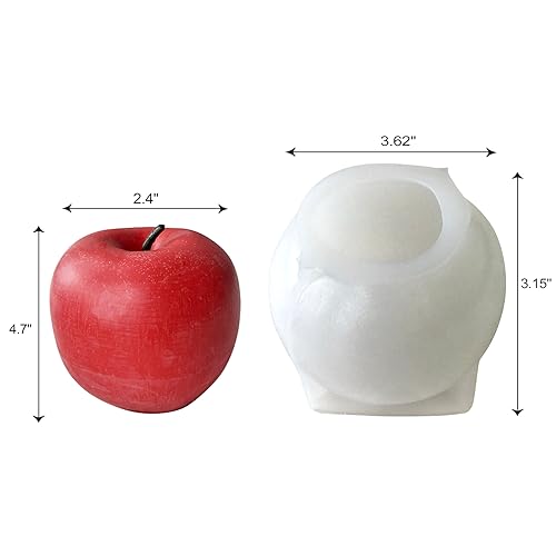Midnadiy 3D Apple Silicone Mold - Christmas Candle Molds for Candle Making, Large Epoxy Resin Molds for DIY Handmade Soaps, Mousse Cake, Plaster Concrete Crafts & Christmas Home Decorations
