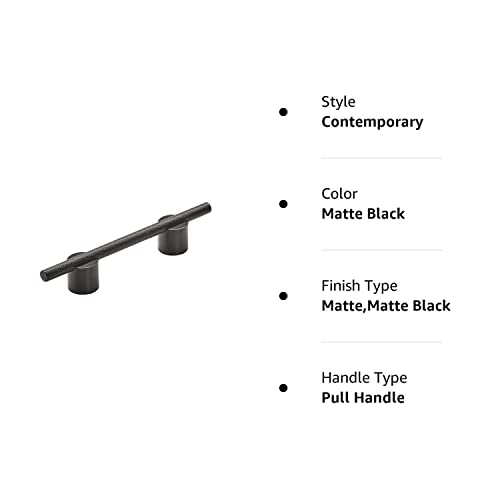 Amerock | Cabinet Pull | Matte Black | 3-3/4 inch (96 mm) Center to Center | Transcendent | 1 Pack | Drawer Pull | Drawer Handle | Cabinet Hardware