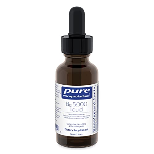 Pure Encapsulations B12 5,000 Liquid - Vitamin B12 Methylcobalamin Supplement to Support Energy, Nerve Health, Cognitive Function & Blood Cells* - Liquid B12 Drops - 1 Fl Oz