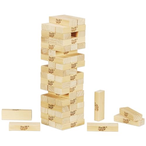 Hasbro Gaming Jenga Classic Game with Genuine Hardwood Blocks,Stacking Tower Game for 1 or More Players,Kids Ages 6 and Up