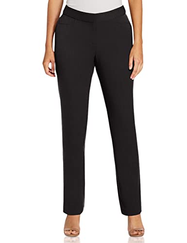 Rafaella Women's Curvy Fit Gabardine Slim Leg Pant, Black, 4