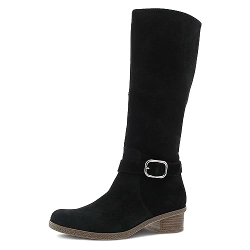 Dansko Dalinda Women's Super Stylish Tall Shaft Boot - Waterproof Leather and Construction with Rubber Outsole and Leather Stacked Heel for Long-Lasting Style in Any Weather Black 5.5-6 M US